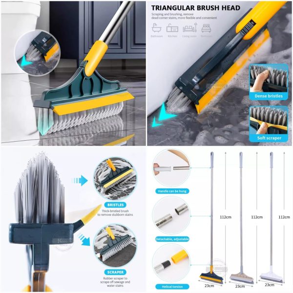 2 In 1 Floor, Bathroom and Windows Cleaning Brush With 120° Rotatable Head.