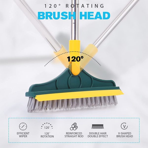2 In 1 Floor, Bathroom and Windows Cleaning Brush With 120° Rotatable Head.