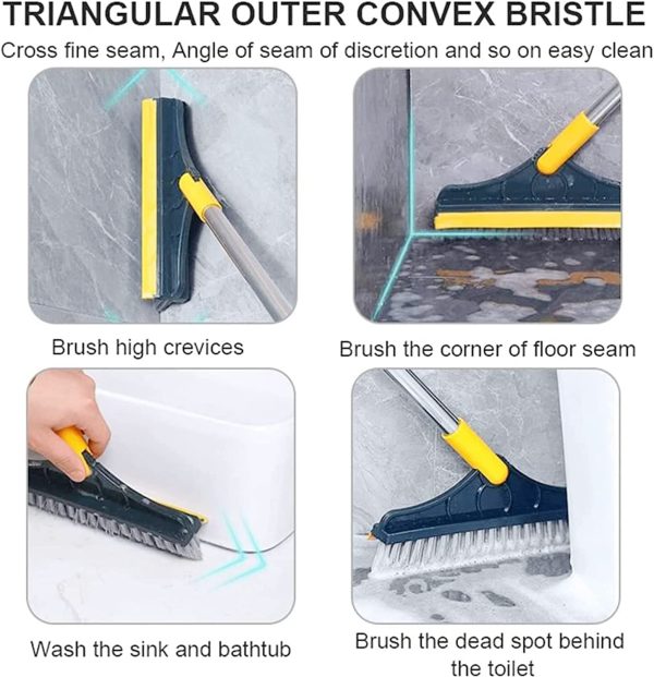 2 In 1 Floor, Bathroom and Windows Cleaning Brush With 120° Rotatable Head.